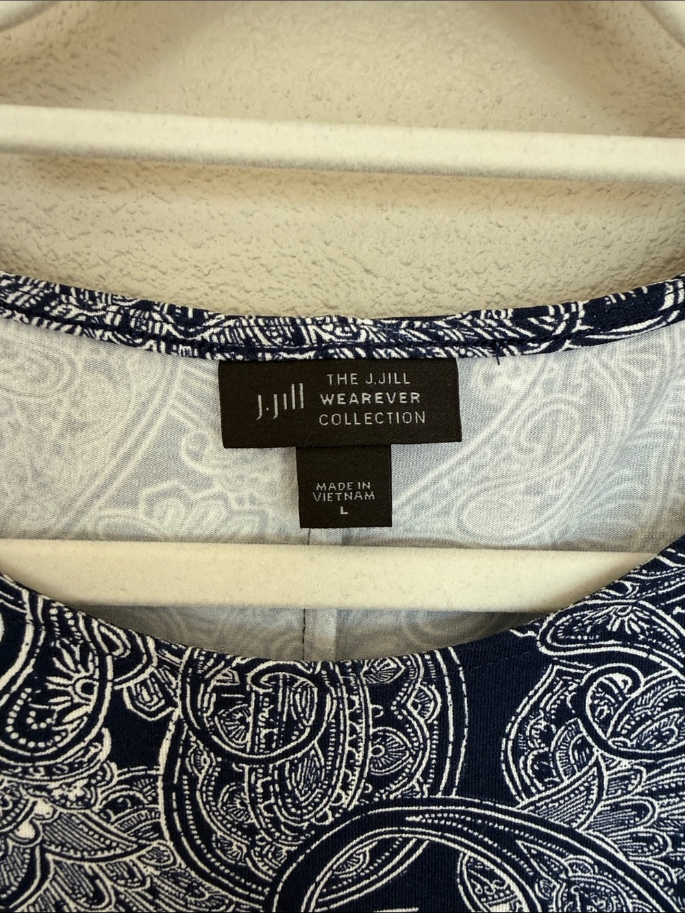 J. Jill Wearever A-Line Sleeveless Dress Nvy and White Paisley size Large NWT - Picture 7 of 11